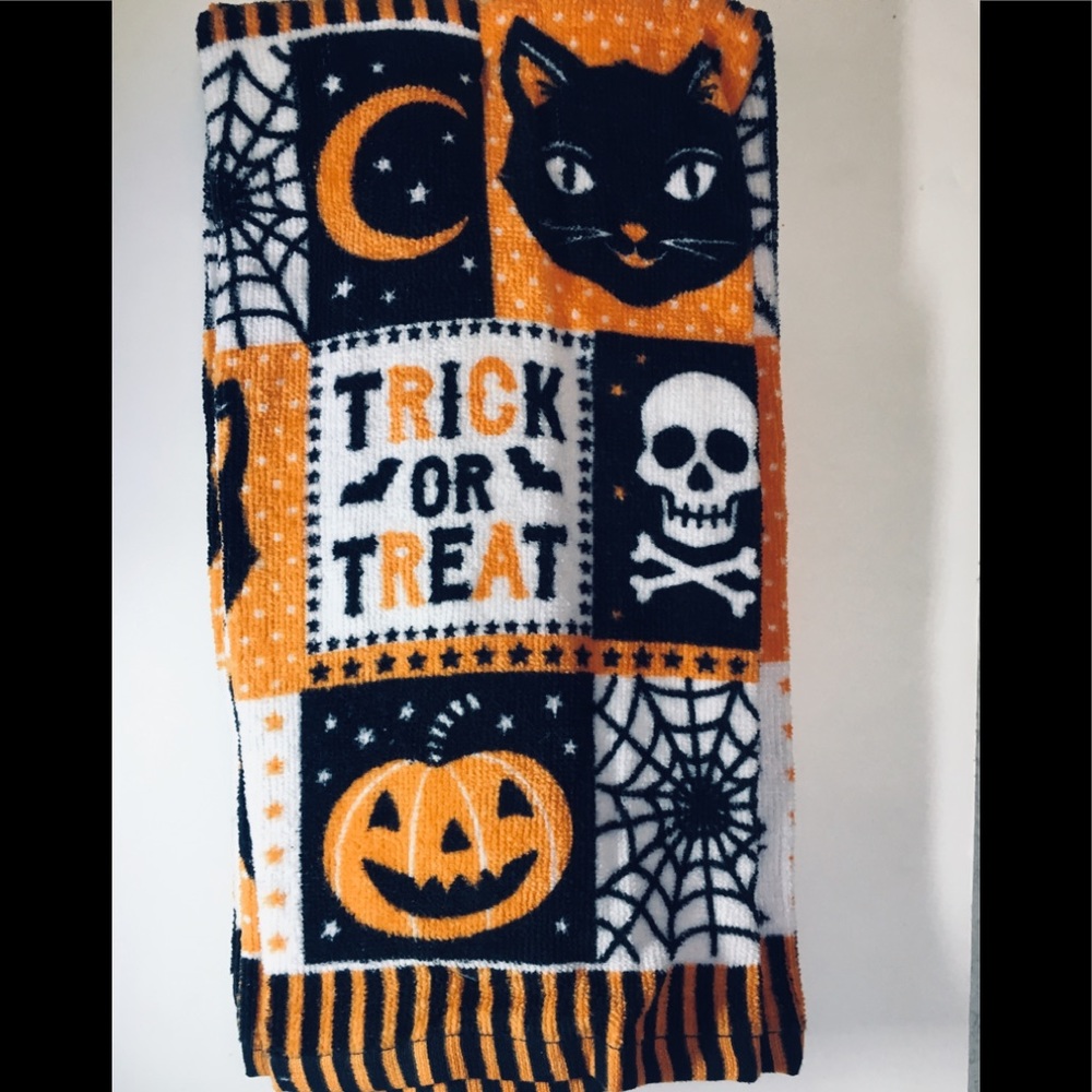 3 Halloween Moon Cat Skull JOL Web  Kitchen Towels